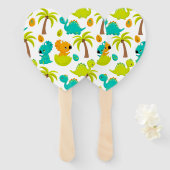 ベビー恐竜トリケラトプスディノエッグズパームツリー ハンドファン (正面&裏面)