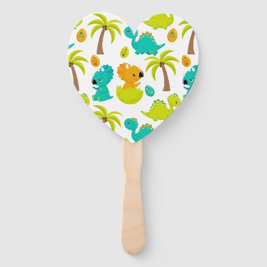 ベビー恐竜トリケラトプスディノエッグズパームツリー ハンドファン (正面)