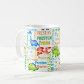 ベビー恐竜パーソナライズされたの少年の名前 コーヒーマグカップ (正面左)