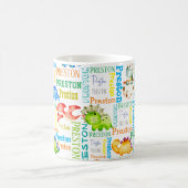 ベビー恐竜パーソナライズされたの少年の名前 コーヒーマグカップ (中央)