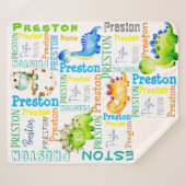 ベビー恐竜パーソナライズされたの少年の名前 シェルパブランケット (正面(横))