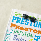 ベビー恐竜パーソナライズされたの少年の名前 ビーチタオル (インサイチュ)