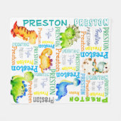 ベビー恐竜パーソナライズされたの少年の名前 フリースブランケット (正面(横))