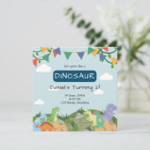 ベビー恐竜ブルースカイ誕生日 招待状 (スタンド正面)
