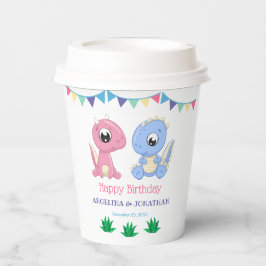 ベビー恐竜ボーイアンドガールジョイント誕生日 紙コップ