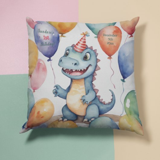 ベビー恐竜ボーイズパーソナライズされた誕生日 クッション
