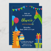 ベビー恐竜子供の誕生日 招待状 (正面/裏面)