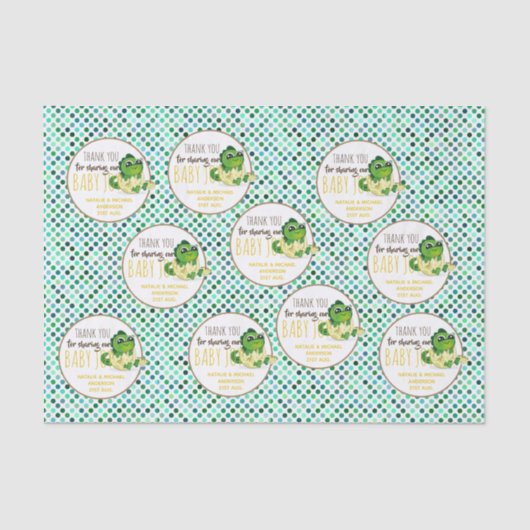 ベビー恐竜孵化卵かわいい男の子の女の子シャワー 薄葉紙 (正面)