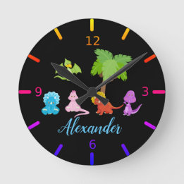 ベビー恐竜&フパーソナライズされたレンズ ラウンド壁時計