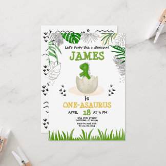 ベビー恐竜Any年齢誕生日 招待状