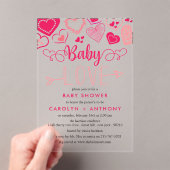 "ベビー愛"バレンタインデー赤ちゃんシャワー アクリル招待状 (インサイチュ (ポータブル))