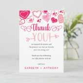 "ベビー愛"バレンタインデー赤ちゃんシャワー サンキューカード (スタンド正面)