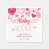 "ベビー愛"バレンタインデー赤ちゃんシャワー スタンダードカクテルナプキン (正面)