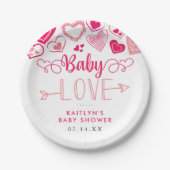 "ベビー愛"バレンタインデー赤ちゃんシャワー ペーパープレート (正面)