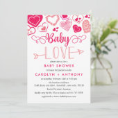 "ベビー愛"バレンタインデー赤ちゃんシャワー 招待状 (スタンド正面)