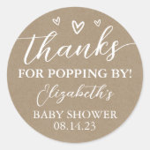 ベビー感謝していシャワーポップコーンでポップするクラフト ラウンドシール (正面)