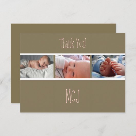 ベビー感謝していモノグラムあなたの写真を挿入 案内ポストカード (正面/裏面)