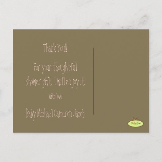 ベビー感謝していモノグラムあなたの写真を挿入 案内ポストカード (裏面)