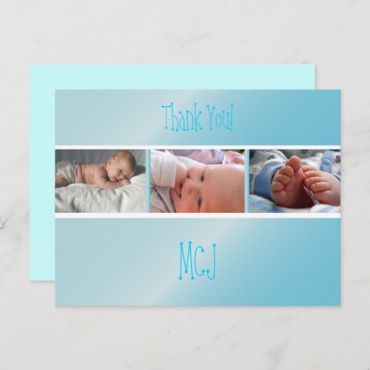 ベビー感謝していモノグラムあなたの写真を挿入 案内ポストカード (正面/裏面)