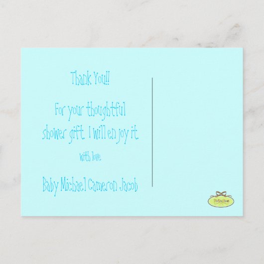 ベビー感謝していモノグラムあなたの写真を挿入 案内ポストカード (裏面)