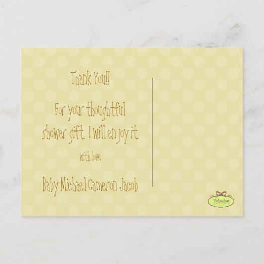 ベビー感謝していモノグラムあなた,水玉模様 案内ポストカード (裏面)