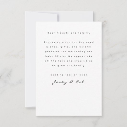 ベビー感謝してい歓迎ユー生まれたばかりのカード サンキューカード (裏面)