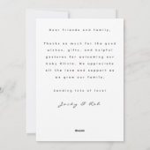 ベビー感謝してい歓迎ユー生まれたばかりのカード シーズンカード (裏面)