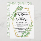 ベビー招待状シャワーサマー離れ金ゴールドパーティー 招待状 (正面/裏面)