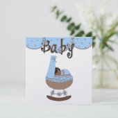 ベビー招待状5.25インチx 5.25インチ 招待状 (スタンド正面)