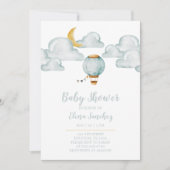 ベビー招待状 – ソフトブルーベビーシャワー サンキューカード (正面)