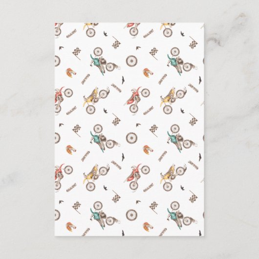 ベビー招待用のダートバイクブック エンクロージャーカード (裏面)