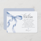 ベビー招待用ブルーコケットBow Books エンクロージャーカード (正面/裏面)