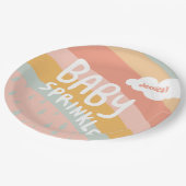 ベビー振りかけるかわいい雲レインボーレインピンクカスタム ペーパープレート (アングル)