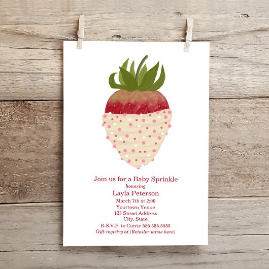 ベビー振りかけるチョコレートストロベリーベビーシャワー 招待状