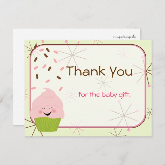 ベビー振りかけるパーティーありがとうピンク ポストカード (正面/裏面)