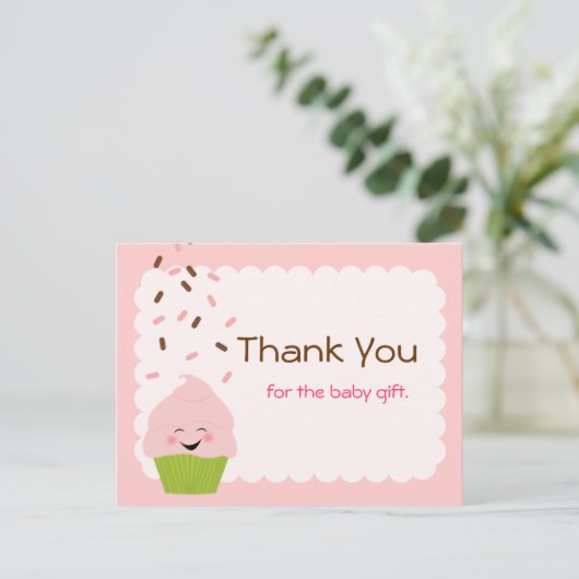 ベビー振りかけるパーティーありがとうピンク ポストカード (スタンド正面)