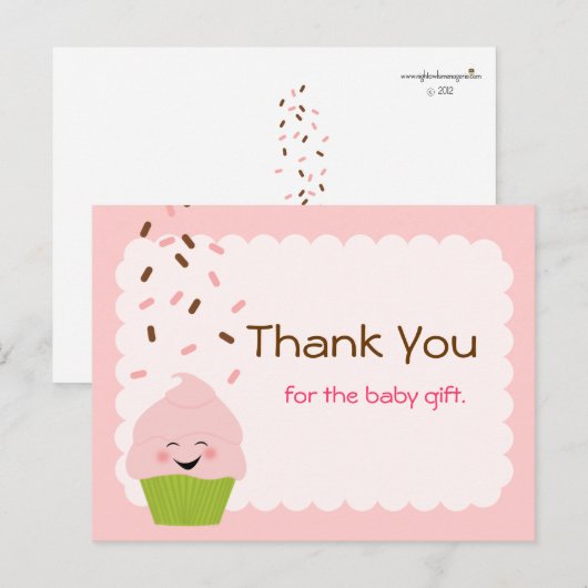 ベビー振りかけるパーティーありがとうピンク ポストカード (正面/裏面)