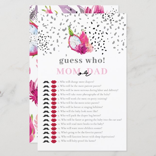 ベビー振りかけるピタヤドラゴンフルーツ誰がゲーム (正面/裏面)