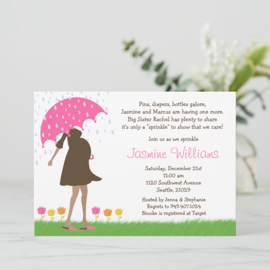 ベビー振りかけるベビーガール用シャワー招待状 招待状 (スタンド正面)