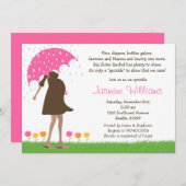 ベビー振りかけるベビーガール用シャワー招待状 招待状 (正面/裏面)