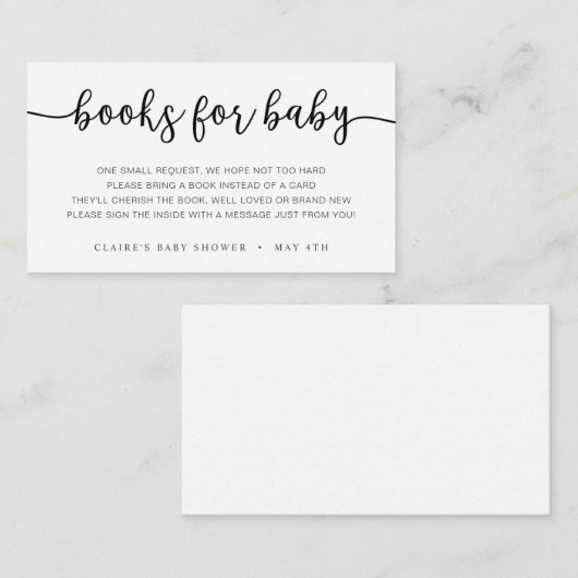 ベビー挿入カードの帳簿 エンクロージャーカード (正面/裏面)