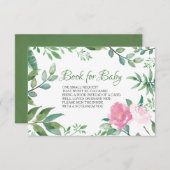 ベビー挿入カード用の本、グリーン・ピンク・ローズ エンクロージャーカード (正面/裏面)