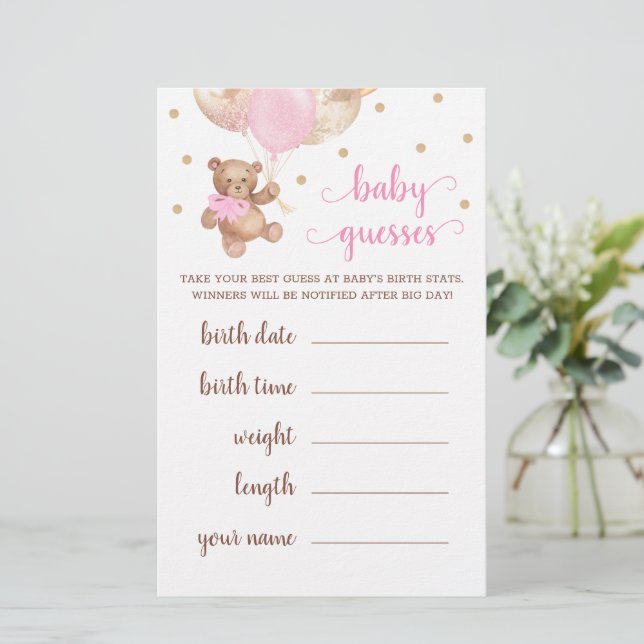 ベビー推測ゲーム赤ちゃんシャワーテディベア (スタンド正面)