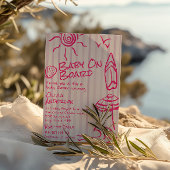 ベビー描オンボードサーフサマーガールベビーシャワー 招待状