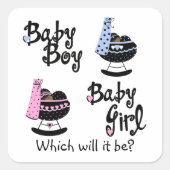 ベビー揺りかごアフリカ系アメリカ人ジェンダーの暴露 スクエアシール (正面)