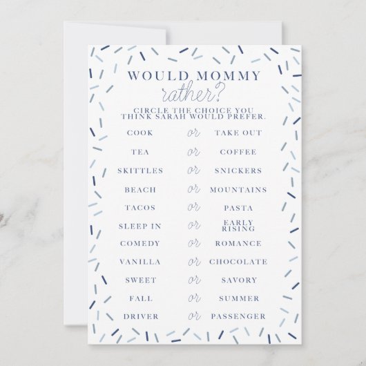 ベビー散水シャワーゲーム 招待状 (正面)