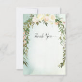 ベビー散水シャワーサンキューグリーンホワイトローズ サンキューカード (正面)