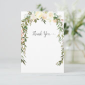 ベビー散水シャワーサンキューホワイトエレガントローズ サンキューカード (スタンド正面)