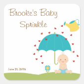 ベビー散水シャワーメッセージカード スクエアシール (正面)