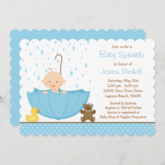 ベビー散水シャワー招待状 招待状 (正面/裏面)